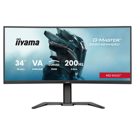 Iiyama G-Master Red Eagle GCB3484WQSU-B2 34 zakrzywiony monitor do gier Ultrawide (czarny, HDMI, DisplayPort, USB, audio, AMD Free-Sync, tryb podwójny)