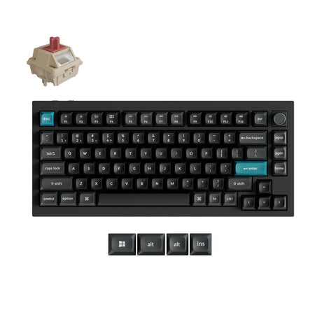 Keychron q1 ultra-m1 8k bezprzewodowa, niestandardowa klawiatura mechaniczna (czarna, układ amerykański (qwerty), jedwabny pom czerwony, 75%, rgb, hot swap, 8k, 2,4 ghz | bluetooth 5.2 | usb-c)