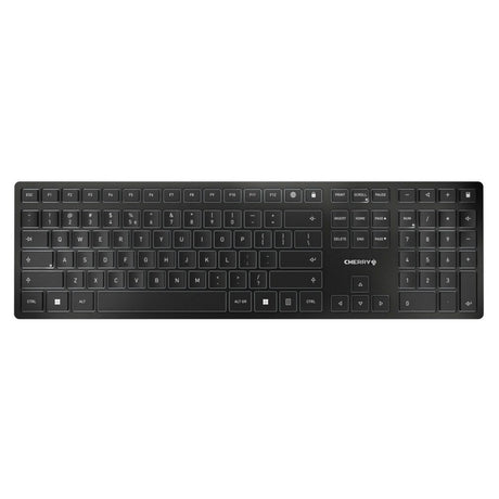 Inteligentna klawiatura Cherry KW 9100 (czarna, układ UE (QWERTY), przełączniki nożycowe, 100%, ABS, USB-C, 2,4 GHz, Bluetooth)