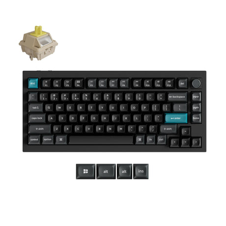 Keychron q1 ultra-m4 8k bezprzewodowa, niestandardowa klawiatura mechaniczna (czarna, układ amerykański (qwerty), jedwabny pom banan, 75%, rgb, hot swap, 8k, 2,4 ghz | bluetooth 5.2 | usb-c)