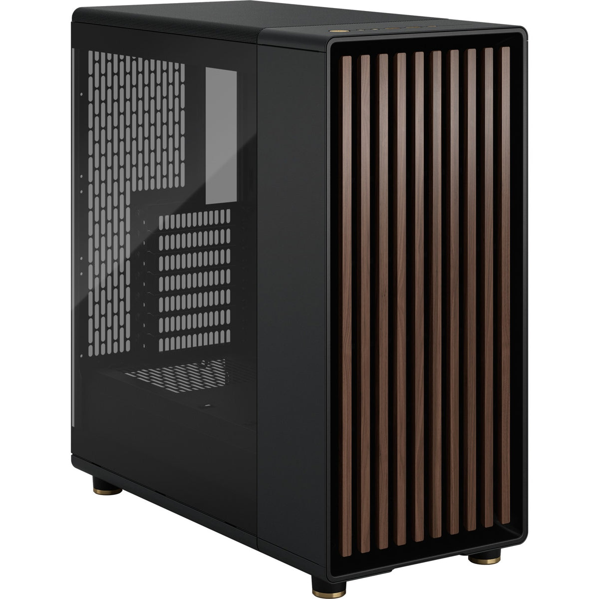 Obudowa North Midi Tower o konstrukcji fraktalnej (kolor czarnego drewna | 2x USB-A | 1x USB-C | szkło hartowane)