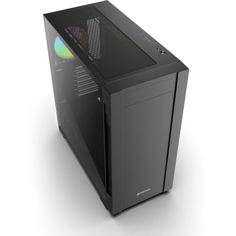 Obudowa midi tower Sharkoon s25-w2 argb (czarna | 2x USB-A | 1x USB-C | RGB | szkło hartowane)