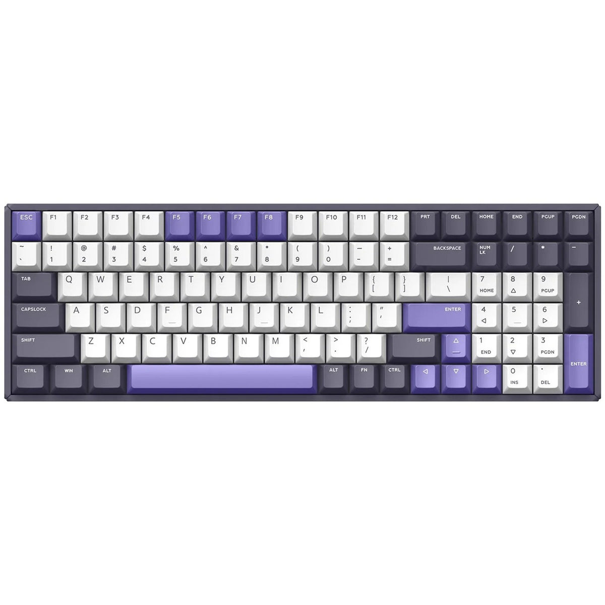 Bezprzewodowa klawiatura mechaniczna Iqunix F97 lavandin (lawendowy, układ amerykański (qwerty), wiśniowy mx cichy czerwony, 96%, diody rgb, możliwość wymiany podczas pracy, pbt, 2,4 GHz | bluetooth 5.1 | usb-c)