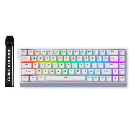 Klawiatura do gier Mchose ace 68 z efektem Halla i przełącznikiem magnetycznym (biała, układ USA (QWERTY), Ice Rhino Magnetic, 65%, RGB, Hot Swap, USB-C, czujnik efektu Halla)
