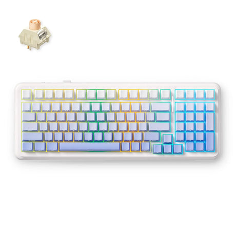 Bezprzewodowa klawiatura mechaniczna Mchose K99 v2 z mocowaniem na uszczelkę (biała, układ amerykański (qwerty), kailh box icy creamsicle, 99%, rgb, nasadki klawiszy pbt, hot-swap, 2,4 GHz | bluetooth | usb-c)