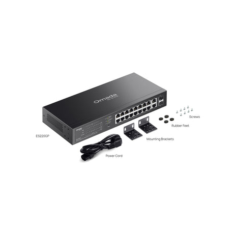 Tp-link omada es220gp 20-portowy gigabitowy, łatwy w zarządzaniu przełącznik (czarny, 16x poe+, 2x gigabit sfp)