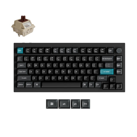 Keychron q1 ultra-m3 8k bezprzewodowa, niestandardowa klawiatura mechaniczna (czarna, układ amerykański (qwerty), jedwabny pom brązowy, 75%, rgb, hot swap, 8k, 2,4 ghz | bluetooth 5.2 | usb-c)