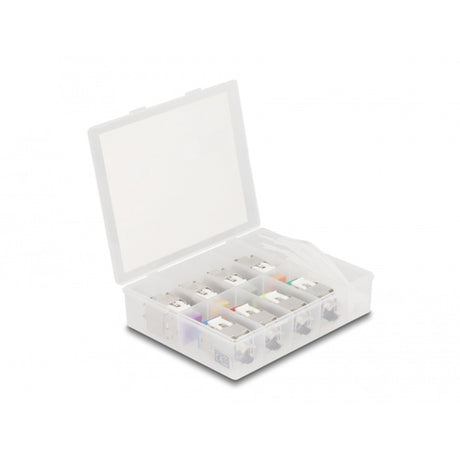 Delock moduł Keystone gniazdo rj45 do lsa cat 6a bez użycia narzędzi, 8 sztuk (wielokolorowe)