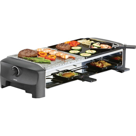 Zestaw dla smakoszy Princess raclette 8 z kamiennym grillem (szary czarny)