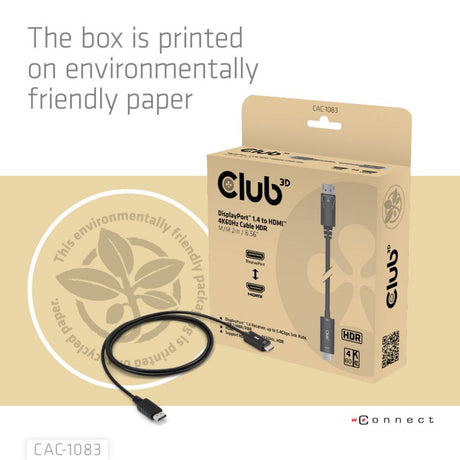 Adapter kablowy Club 3D DisplayPort 1.4 na HDMI 4K60 Hz (czarny, HDR M M 2 m)