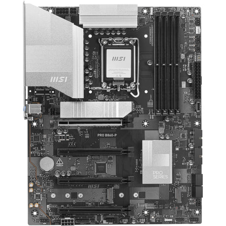 Płyta główna MSI Pro B860-P z gniazdem 1851 (srebrna, RAID, 5 GB-LAN, dźwięk, ATX)