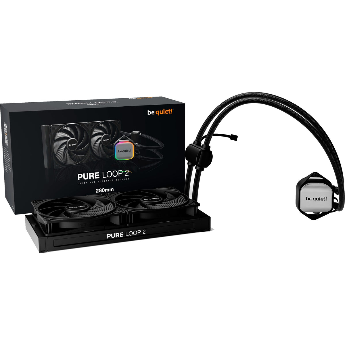 Bądź cicho! chłodzenie wodne Pure Loop 2 280 (czarne, 4-pinowe złącze wentylatora pwm)