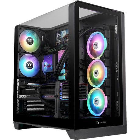 Obudowa Midi Tower Thermaltake View 390 tg (czarna | 2x USB-A | 1x USB-C | szkło hartowane)
