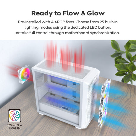 Obudowa midi tower Montech x5m (biała | 2x USB-A | 1x USB-C | RGB | szkło hartowane)
