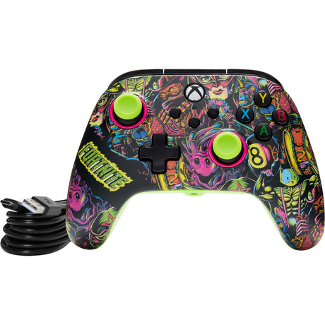 Kontroler Powera Advantage z kablem do serii xbox x|s - fortnite: blask (neonowa zieleń, xbox series x|s, xbox one, PC)