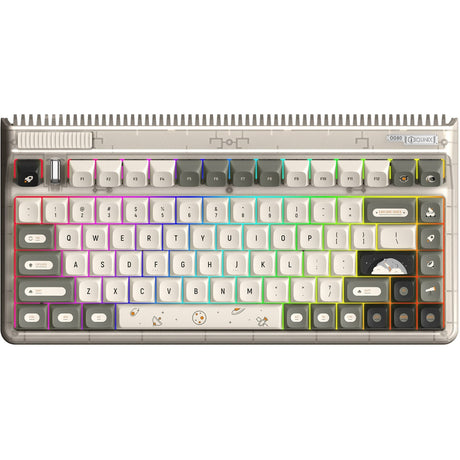 Bezprzewodowa klawiatura mechaniczna Iqunix og80 hitchhiker (szara, układ amerykański (qwerty), wiśnia mx cicha czerwona, 80% (tkl), diody rgb, możliwość wymiany podczas pracy, pbt, 2,4 ghz | bluetooth 5.1 | usb-c)