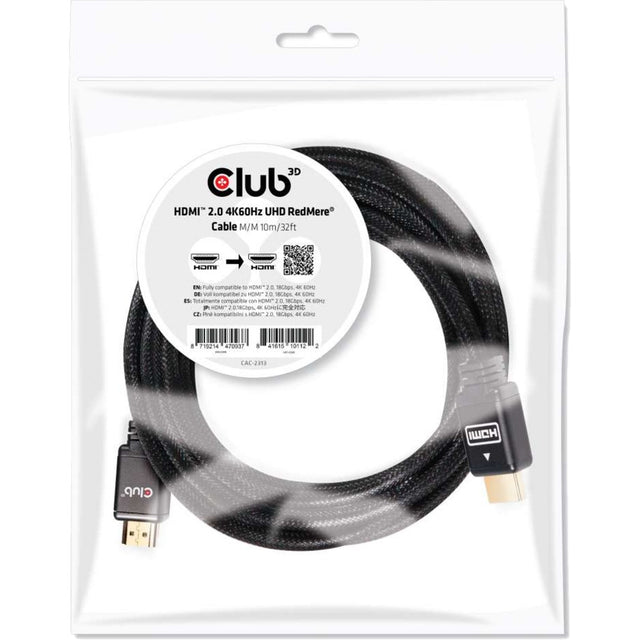 Kabel Club 3D HDMI 2.0 Redmere (czarny, 10 metrów, 4K 60 Hz)