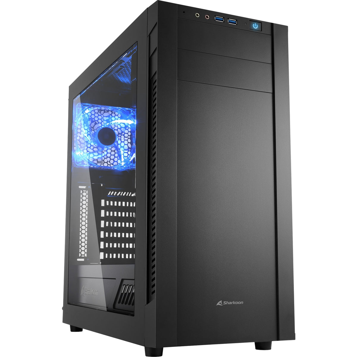 Obudowa midi tower Sharkoon s25-w (czarna | 2x USB-A | okienko)