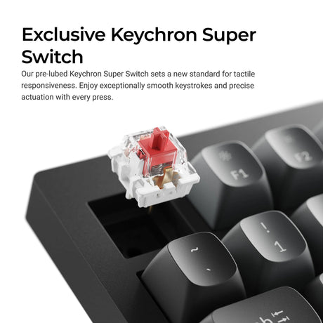 Keychron v1w-d1 8k qmk, niestandardowa przewodowa klawiatura mechaniczna (czarna, układ amerykański (qwerty), super czerwona, 75%, diody rgb, double-shot pbt, hot swap, 8k, przycisk)