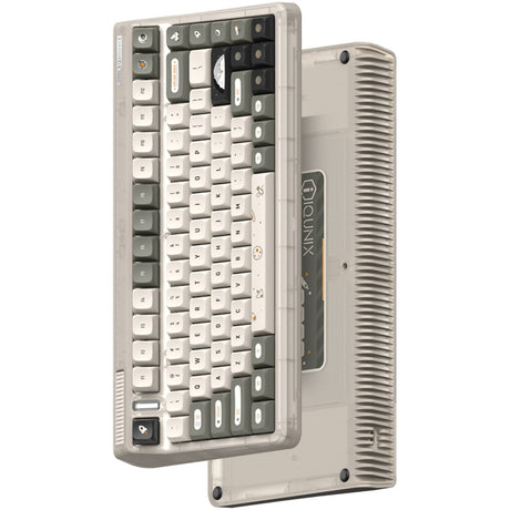 Bezprzewodowa klawiatura mechaniczna Iqunix og80 hitchhiker (szara, układ amerykański (qwerty), wiśnia mx cicha czerwona, 80% (tkl), diody rgb, możliwość wymiany podczas pracy, pbt, 2,4 ghz | bluetooth 5.1 | usb-c)