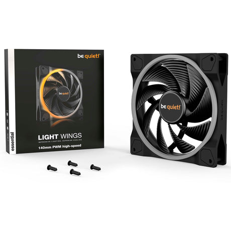 Bądź cicho! szybki wentylator obudowy Light Wing PWM RGB (czarny, 140 x 140 x 25 mm)