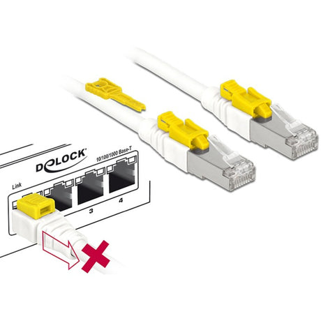 Delock kabel sieciowy rj-45 bezpieczny kat.6a (biały, 85335, 5 metrów)