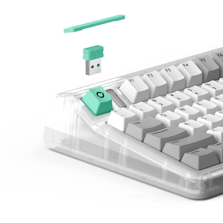 Bezprzewodowa klawiatura mechaniczna z tunelem czasoprzestrzennym Iqunix OG80 (szara, układ US (QWERTY), Cherry MX Red, 80% (TKL), diody LED RGB, możliwość wymiany podczas pracy, PBT, 2,4 GHz | Bluetooth 5.1 | USB-C)