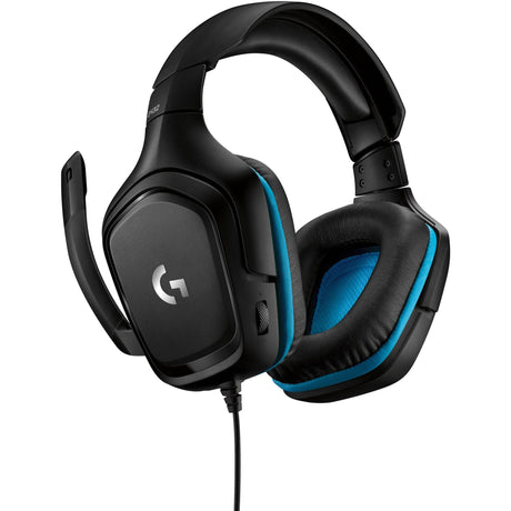 Przewodowy nauszny zestaw słuchawkowy do gier Logitech G432 7.1 z dźwiękiem przestrzennym (czarny niebieski, PC, Playstation 4, Playstation 5, Xbox One, Xbox Series X|S, Nintendo Switch)