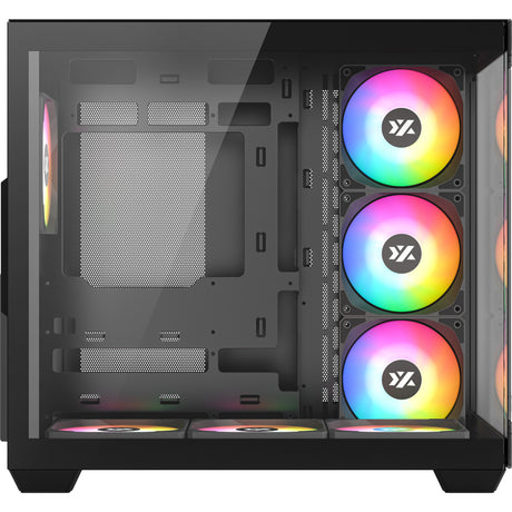 Xyz pc gear tesseract x obudowa midi tower (czarna | 2x USB-A | 1x USB-C | szkło hartowane)