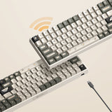 Bezprzewodowa klawiatura mechaniczna Iqunix F97 hitchhiker (szara, układ amerykański (qwerty), wiśniowy mx brązowy, 96%, diody rgb, hot-swap, pbt, 2,4 ghz | bluetooth 5.1 | usb-c)