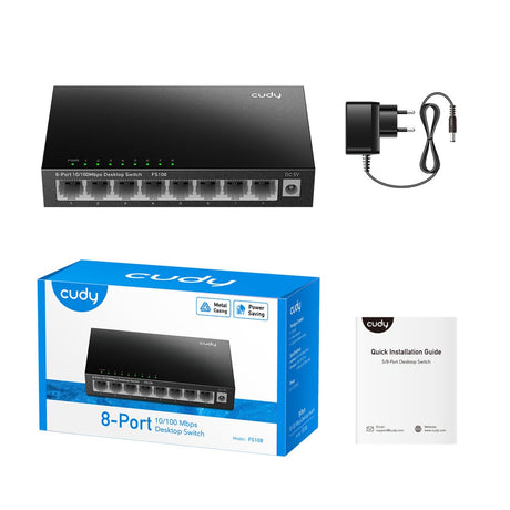 Switch Cudy 8-portowy 10 100 Mbps typu desktop (czarny)