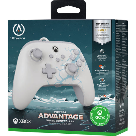 Kontroler Powera Advantage z kablem do konsoli Xbox x|s - polar ice (biało-niebieski, xbox series x|s, xbox one, PC)
