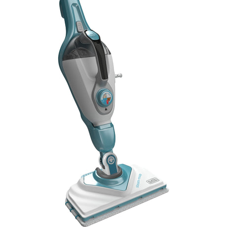 Mop parowy Black+decker bhsm1610dsm 1600 W ze steamitt, stopką delta i 15 akcesoriami do odkurzacza parowego (biały niebiesko-szary)