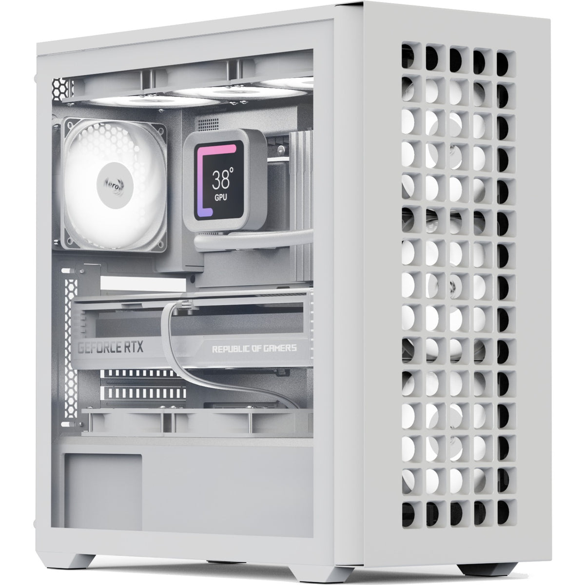 Obudowa midi tower Aerocool b502a (biała | 2x USB-A | 1x USB-C | RGB)