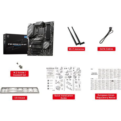 Płyta główna MSI B760 Gaming Plus Wi-Fi Socket 1700 (szary czarny, RAID, 2,5 GB LAN, Wi-Fi 6e, BT, dźwięk, ATX)