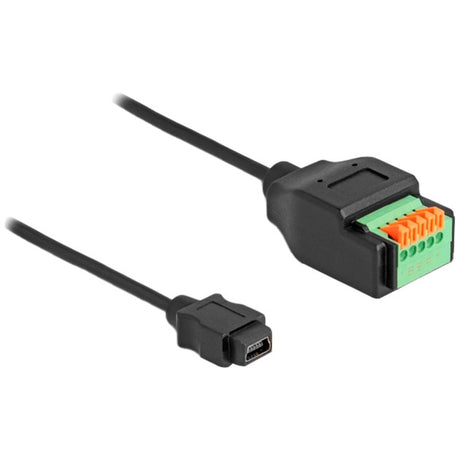 Delock Adapter USB 2.0, złącze USB 2.0 typu mini-B, żeńskie > 5-pinowa kostka zaciskowa (czarna, 15cm)