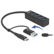 Delock 4-portowy koncentrator USB 3.2 gen 1 ze złączem USB Type-C lub USB Type-A Hub USB (czarny)