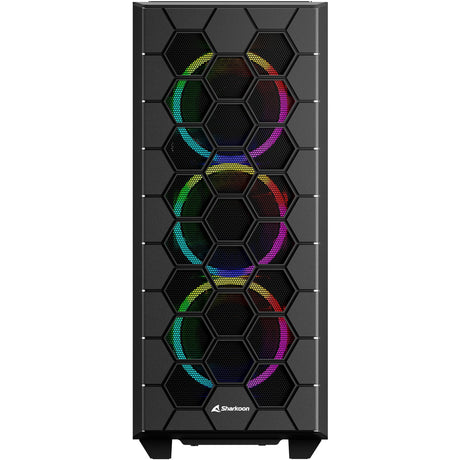 Obudowa midi tower Sharkoon rgb hex (czarna | 2x usb-a | 1x usb-c | rgb | szkło hartowane)