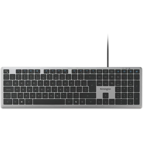 Klawiatura przewodowa Kensington KB515 EQ USB-C USB-A (szara, układ US-międzynarodowy (QWERTY), przełączniki nożycowe, 100%)