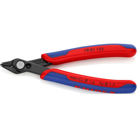 Knipex Electronic Super Knips 78 81 125 szczypce dla elektroników (czerwony niebieski, połączenie za pomocą nitu ze stali nierdzewnej, zacisk drutowy)