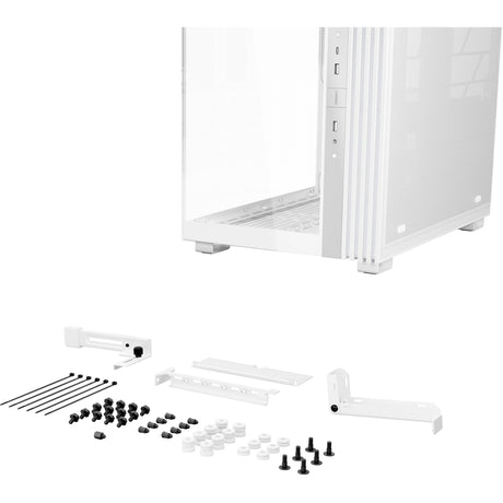 Bądź cicho! podstawa świetlna 600 lx obudowa midi tower (biała | 2x USB-A | 1x USB-C | RGB | szkło hartowane)