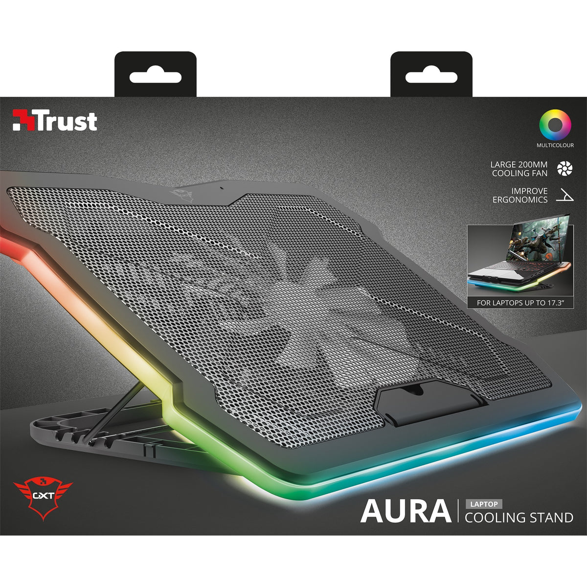Lodówka do laptopa Trust GXT 1126 Aura (czarna, RGB)