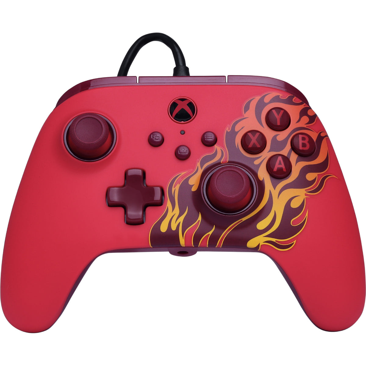 Kontroler Powera Advantage z kablem do serii Xbox x|s - red fire (czerwony, xbox series x|s, xbox one, PC)