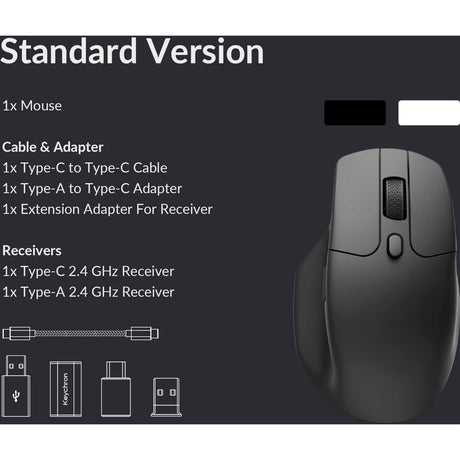 Mysz bezprzewodowa Keychron m6-a1 (czarna, 100 - 26 000 dpi, USB-C Bluetooth 5.1 2,4 GHz)