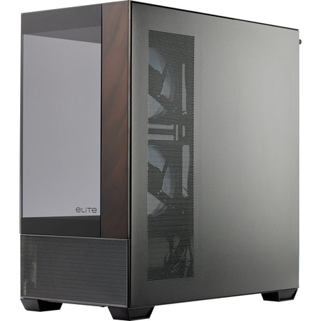 Obudowa Cooler Master Elite 690 Wood Midi Tower (kolor czarnego drewna | 2x USB-A | 1x USB-C | RGB | szkło hartowane)