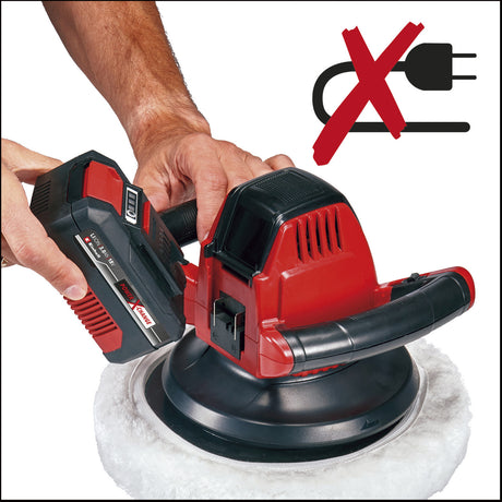 Polerka akumulatorowa Einhell ce-cb 18 254 li solo - power x-change - 18 v li-ion - 2500 t min - ø254 mm - w zestawie. 2x ściereczka do polerowania (1x tekstylna, 1x syntetyczna) - nie zawiera. akumulator i ładowarka