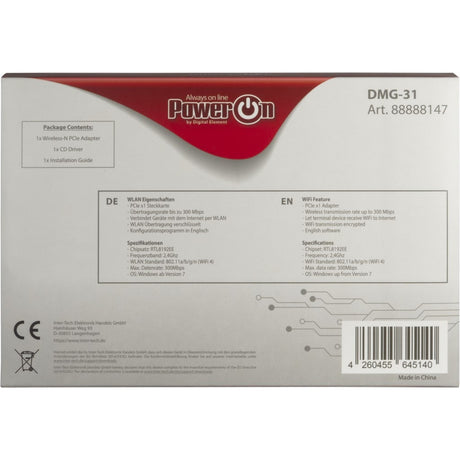 Inter-tech dmg-31 adapter bezprzewodowy-n pcie adapter WLAN