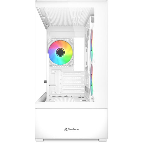 Obudowa mini tower Sharkoon mk6 rgb (biała | 2x usb-a | 1x usb-c | rgb | szkło hartowane)