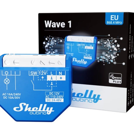 Przekaźnik Shelly Qubino Wave 1 (niebieski, 1-kanałowy, z-wave)