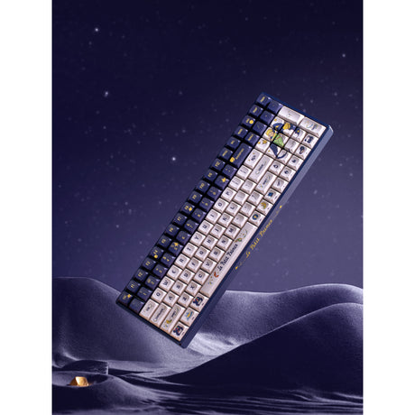 Mechaniczna klawiatura do gier Iqunix F97 Starry Tryst RGB (ciemnoniebieski, układ US (QWERTY), Iqunix Little Prince, 96%, diody LED RGB, możliwość wymiany podczas pracy, PBT, 2,4 GHz | Bluetooth 5.1 | USB-C)